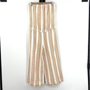 Anthropologie Cloth & Stone Vertical Stripe Strapless Cropped Jumpsuit XS Boho